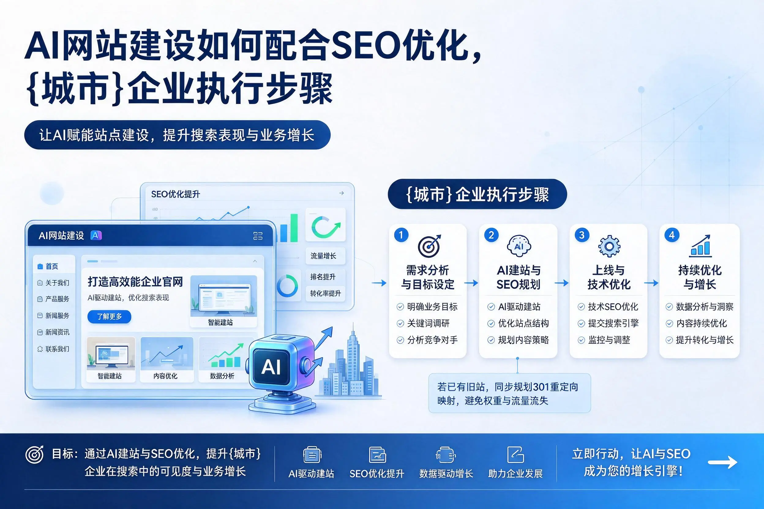 AI网站建设如何配合SEO优化,郑州企业执行步骤